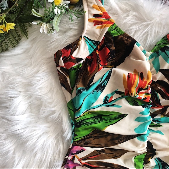 VTG One Piece Tropical Print Swimsuit Paradise Bay - Picture 2 of 7